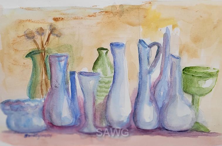 Blue Vases by Sandra Montgomery